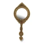 German silver hand mirror, antique makeup mirror, vintage bridal mirror, meenakari mirror, pooja mirror, traditional Indian mirror, decorative silver vanity accessory, handcrafted hand mirror